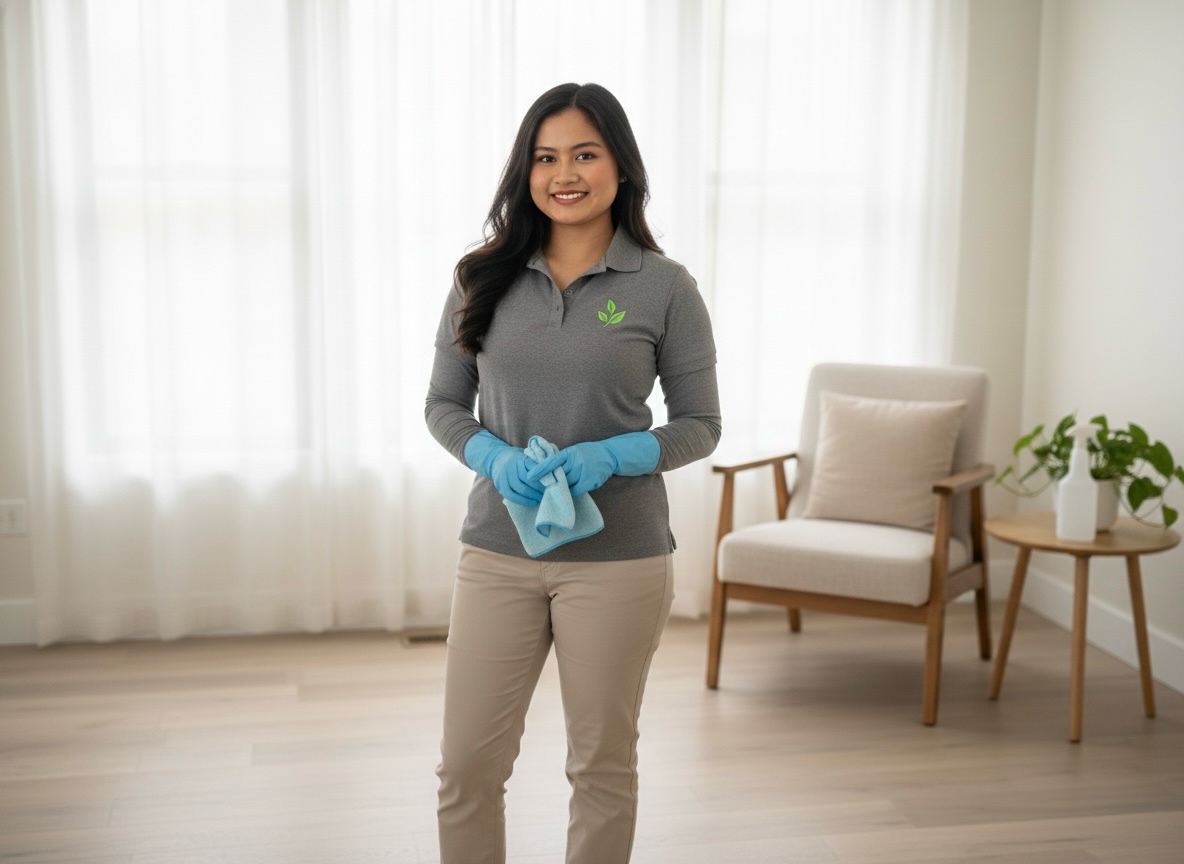 Antonette arranging eco-friendly cleaning supplies